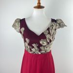 Mango Suit Embroidered Gown - Burgundy & Gold Elegant Formal Dress Photo 3