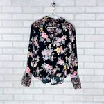 Free People Hold on to Me Black Floral Button Down Shirt Size XS Photo 3