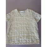 Worthington Women's 2XL Beige Lace Textured V-Neck Blouse Short Sleeve Photo 2