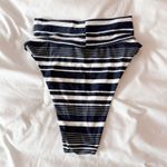 Aerie  Navy Blue And White Striped High Cut Cheeky Bikini Bottoms Size XS Photo 1