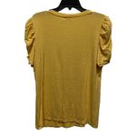 Ophelia Roe V-Neck Top Blouse Women’s Size XL Mustard Yellow Puff Sleeve Photo 4