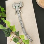 Vintage Silver Elephant Brooch Pin with Articulated Trunk Photo 0