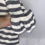 Pleione Black & White Stripe Short Bell Sleeve Stretchy Casual Top Small Photo 5