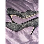 Elie Tahari Pointed Toe Heels Black With Gold Trim Lace Pumps Photo 2