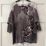 Chico's NWT Chico’s Size 2 Purple Floral Houndstooth Dolman Pullover Sweater Chico Large Photo 0