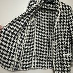 Akris  Black White Houndstooth Linen Faux Leather Trim Blazer Jacket Size 6 Photo 3