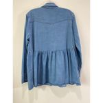 Hayden Chambray Pearl Snap Top Ruffle Hem Western Yoke Size M Rodeo Festival Photo 7