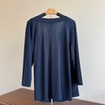 Ralph Lauren Lauren  Womens 3XL Black Label Top‎ Navy Blue 3/4 Sleeve Wrap Front Photo 4