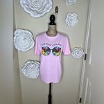 SheIn NTM: Stay Trippy Little Hippy Light Pink Graphic T Shirt in Size Medium Photo 1