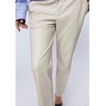 ZARA  Cream Faux Leather Cropped Pants Minimalist High Rise Straight Leg 6 - Flaw Photo 0