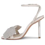 Schutz NEW NIB Mila Rhinestone Bow Heel Sandal In Pearl Photo 2