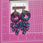 Nine West  blue purple tone crystal transparent drop 925 sterling silver Earring Photo 4