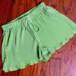 SheIn satin lime green pull-up ribbed shorts- size petite Medium. Bag included Photo 0