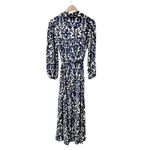 ZARA  Emilie Vicose Printed Damask Belted Midi Maxi Dress Blue Cream Medium M Photo 4