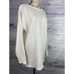 Carolyn Taylor  Pointelle Knit Sweater Womens L White Boat Neck Long Sleeve Photo 4