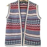 Vintage Fisherman Nostalgic Sweater Vest Womens Size Med Patriotic Blue Red Photo 0