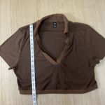 SheIn  Brown Plus Size Ribbed Vneck Short Sleeve Cropped Top 2XL Photo 6