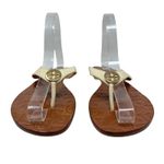 Tory Burch Thora Thong Sandals Flip Flops Patent Leather Ivory Gold Size US 8 Photo 4
