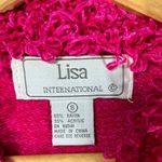 Lisa International Zip Sweater Womens Pink Black Diamond Chenille Frilly 90s Y2K Photo 6