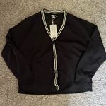 Cable & Gauge NWT  Black Cardigan with White Accents Photo 0