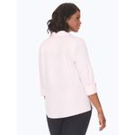 Foxcroft Taylor No Iron Pinpoint 3/4 Sleeve Shirt In Chambray Pink Size 16 NWT Photo 1