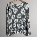 J.Jill Linen Palm Leaf Print Sweater Pullover Women's Medium Green Tropical Photo 3