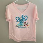 Disney Walt  World Parks 2019 Pink Castle Mickey Minnie Tie Sleeve Shirt Top S Photo 1