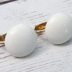 Vintage Clip On Earrings Off White Just Over 0.5" Photo 4