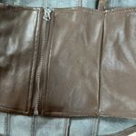 KIRIOUS Brown Faux Leather Corset Style Crop Top Size Small Photo 4