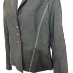 POLECI Dark Charcoal Gray Contrast Stitching Wool Blend Belled Sleeve Jacket 4 Photo 1
