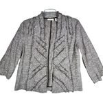 Chico's Blazer Womens Medium Black White Marled Open Frayed Casual Preppy Neutral Photo 0