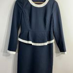 Womans Prich Fit & Flare Knee Length Dress Small Navy Back Zip Tiered Blue Photo 0