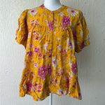 Ivy Jane  three tiered eyelet top in golden puffer Sleeve floral small oversized Photo 1