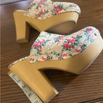 Report Pink and Cream Floral Mules with Wooden Heel size 10 Photo 8