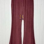 POL Burgundy Flare Pants with Lace Trim Wooden Beads Size M Photo 0