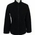 J Jill Black Sherpa Fleece Zip Up Jacket Coat XS Cozy Warm Winter Full Zip Layer Photo 0
