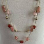 Peach/Salmon Enamel & Bead Necklace Orange Photo 1