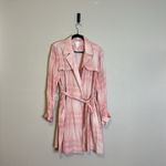 LC Lauren Conrad Lauren Conrad Very Berry Lined Belted Trench Coat Plaid‎ Size XL Photo 2
