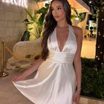 ZARA  halter dress satin white effect bow back tied wedding party coctail shower Photo 1