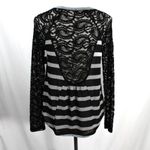 No Boundaries NWT Long Sleeve Black Light Gray Stripe Long Sleeve with Lace Detailing Photo 2