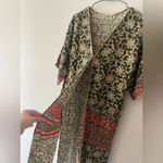 Soft Surroundings Long Cardigan Kimono Paisley Floral Embroidered Sequins Saree Photo 7