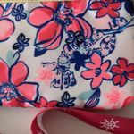 Lilly Pulitzer  Wristlet Lanyard Small Purse Blue Pink Floral Gold Zip Pouch Photo 4