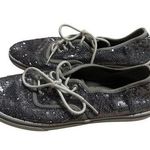 Vans  Silver Sequin Lace Up Sneakers Women's Size 7 Blingy Shoes Photo 0