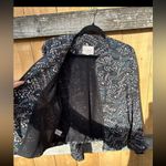 Loft Ann Taylor Size Medium Black Floral Print Full Zip Jacket Lightweight Cute Photo 6