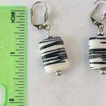 3Black & White Striped Glass Earrings Retro Chic Drop Style Photo 2