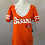 NFL  Team Apparel Cleveland Browns VNeck Short Sleeve Shirt Orange Size M NWT Photo 0