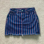 American Eagle denim red and white striped high rise mini skirt in size 2 Photo 0