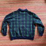 VINTAGE NAVY & GREEN PLAID PULLOVER PREPPY SWEATER COLLARED Blue Size M Photo 3