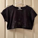 Gymshark Womens KK Twins Raw Crop Top Shirt Size Large Black Grey Destroyed Look Photo 0