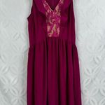 Saloni Suzi Ruffle Lace Trimmed Crinkled Gauze Maxi Size 6 Dress Magenta $625 Pink Photo 9